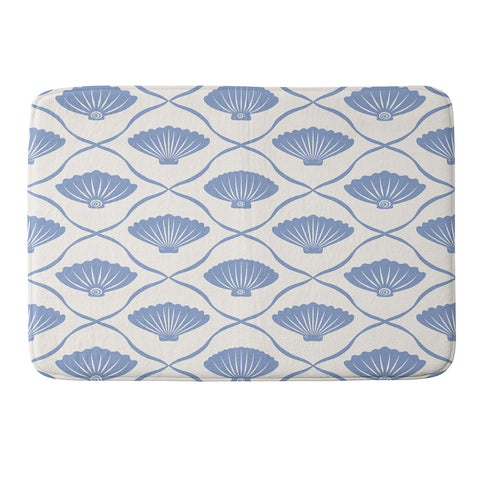 thespacehouse Coastal Ocean Blue Seashells Memory Foam Bath Mat